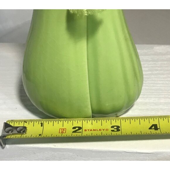 Ganz Double Bud Vase Green Scallion Celery Ceramic Ribbon Kitchy 8" Vintage - Picture 7 of 7
